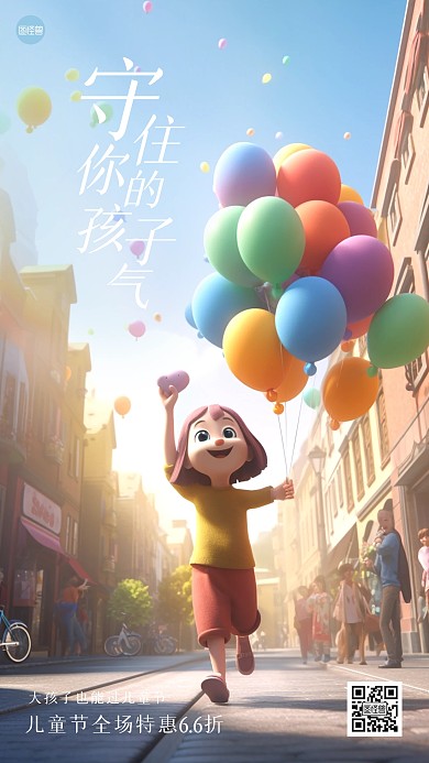 儿童节借势趣味立体3d海报