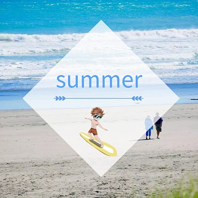 夏季海边冲浪运动手机微博封面模版