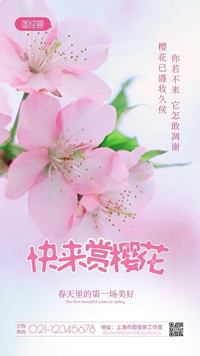 快来赏樱花摄影图海报