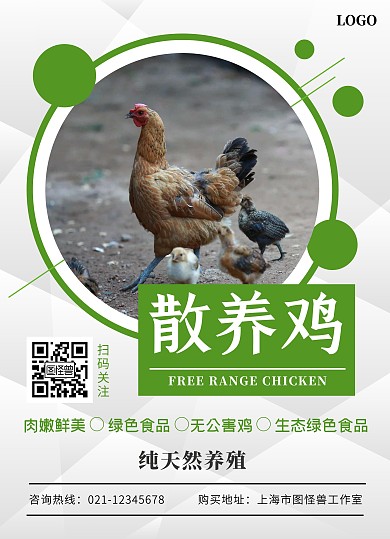 绿色环保散养土鸡活动宣传单页