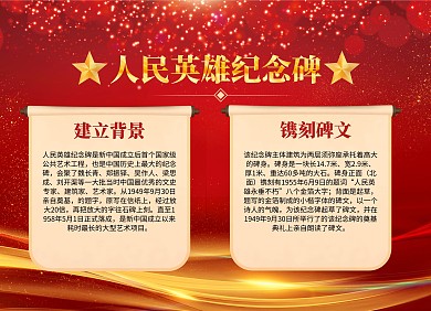 中国红风格人民英雄纪念碑手抄报