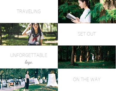 创意旅行出游女孩照片分享拼图