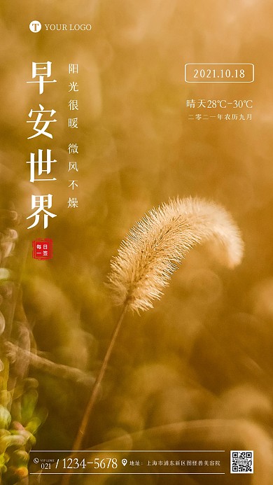 早安世界阳光满满大气日签