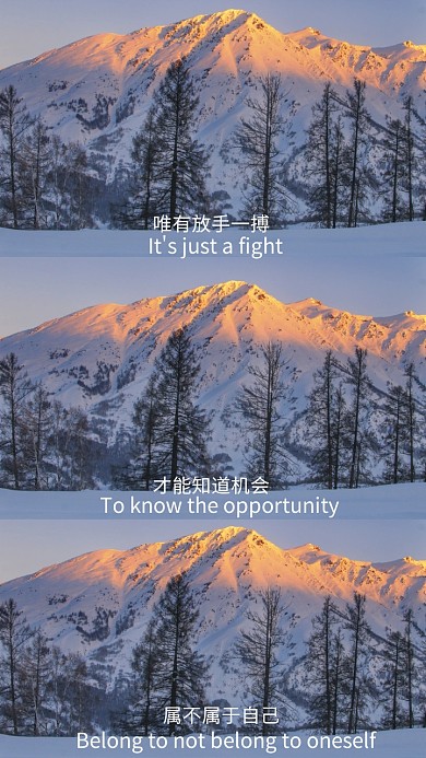 简约日出雪山照片拼接手机壁纸	