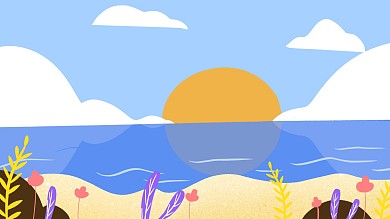 夏天海边沙滩背景插画