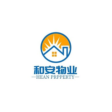 和安物业房屋光线橙蓝简约LOGO