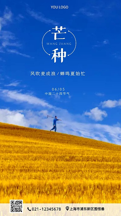 芒种麦浪小麦手机营销海报