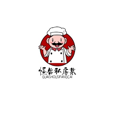 LOGO私房菜黑白色调卡通风