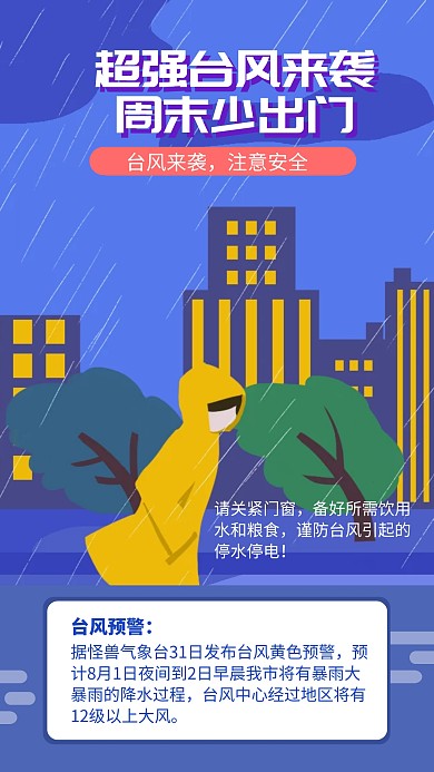 超强台风来袭周末少出门宣传海报