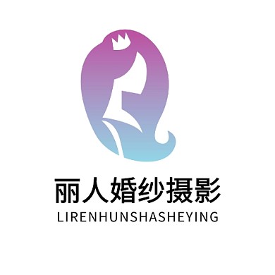 彩色剪影丽人婚纱摄影店铺图标LOGO 