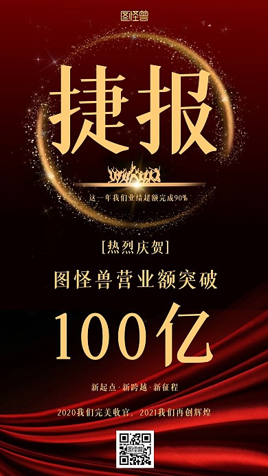 电商喜报贺报捷报营业额破纪录手机海报