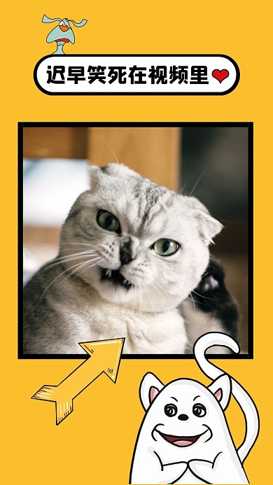 黄色创意卡通宠物竖版视频封面