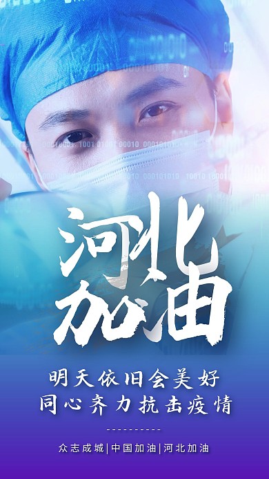 医护人员摄影特写河北加油肺炎疫情手机海报热点话题