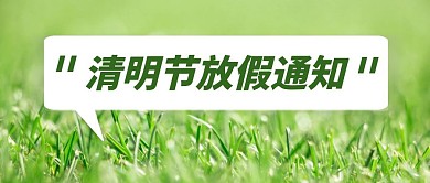 摄影风绿色清明放假通知公众号封面
