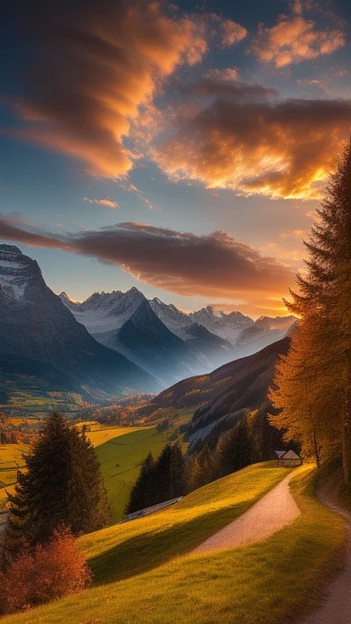 自然风景山谷AI数字作品