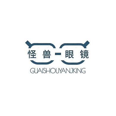 眼镜店铺logo创意几何蓝色系