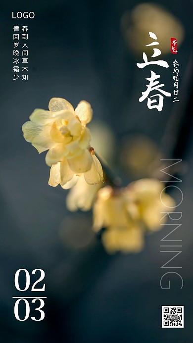 立春早安打卡绿色简约风日签
