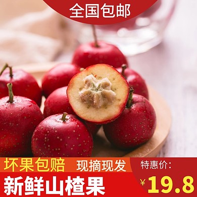 红色山楂鲜果冰糖葫芦促销淘宝主图设计