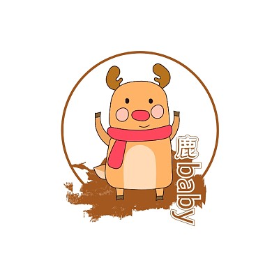 棕色卡通鹿baby电商LOGO