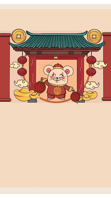 图怪兽原创元素鼠年2020年挂历古风海报背景