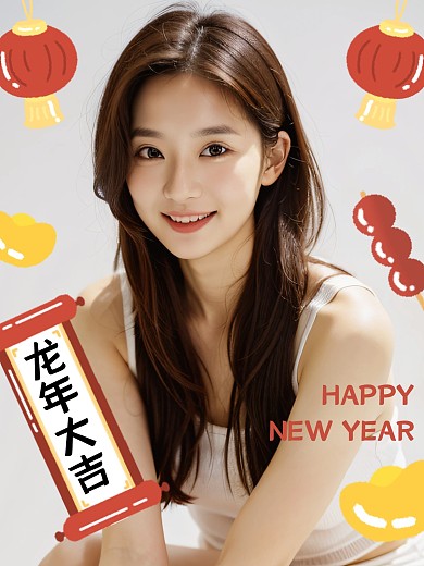 卡通新年祝福效果模板