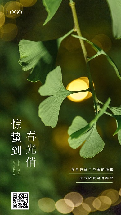 绿色清新惊蛰日签