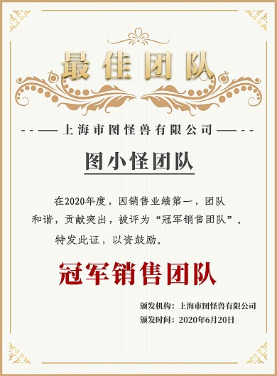 黄色简约风销售冠军团队证书竖版海报