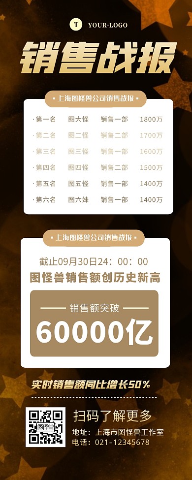 黑金销售战报榜单推优宣传营销长图