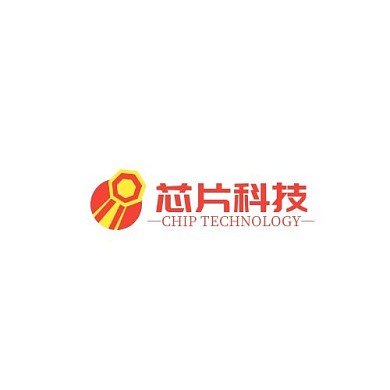 芯片科技六边形圆橙红简约LOGO