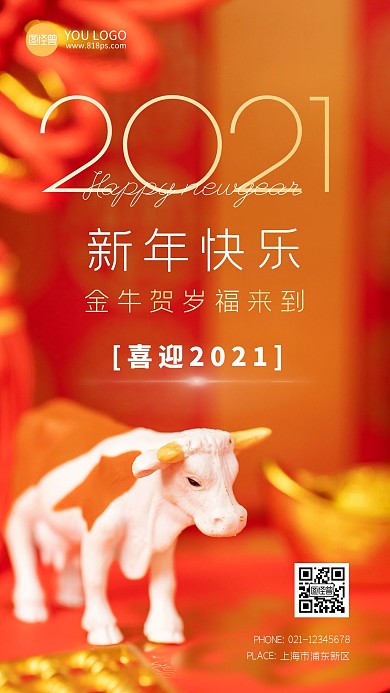 简约大气摄影风春节祝福手机营销海报