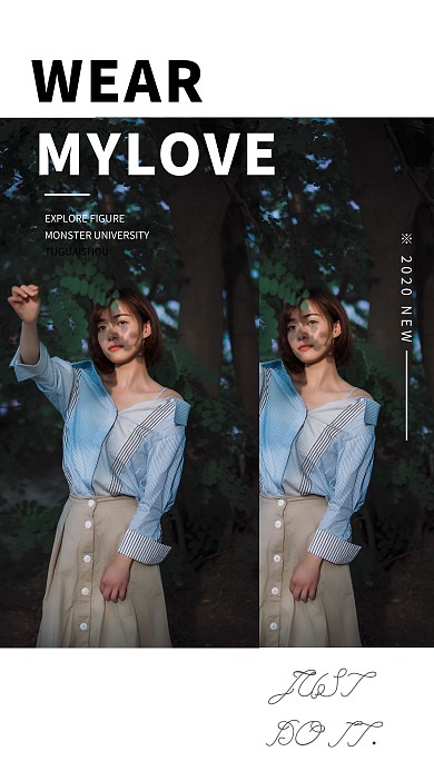 服饰女装杂志森系简约绿色照片相册写真