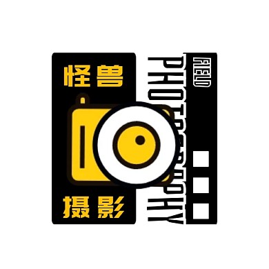 黑色黄色方形扁平相机野外摄影logo