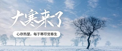 摄影简约大寒来了节气祝福公众号封面