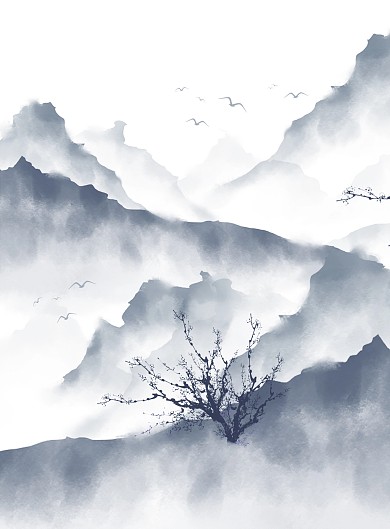 图怪兽原创元素水墨山水装饰画