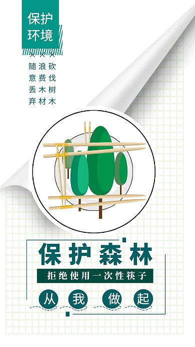 拒绝使用一次筷子海报