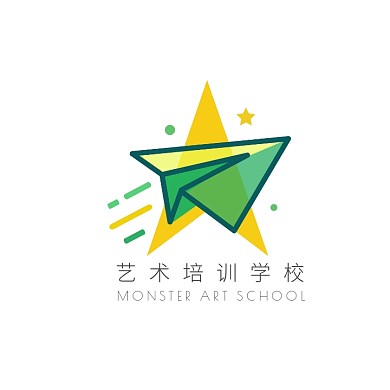 艺术培训学院纸飞机创意logo设计