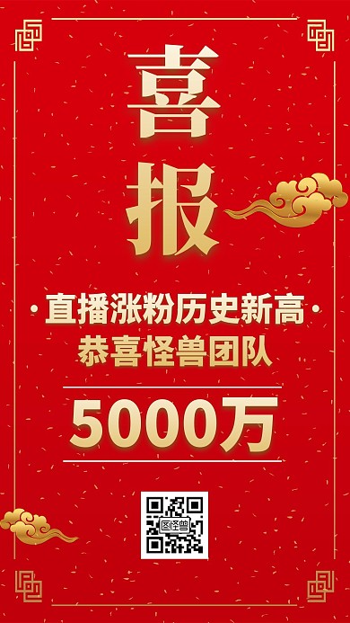 简约红色喜庆直播业绩战报手机海报