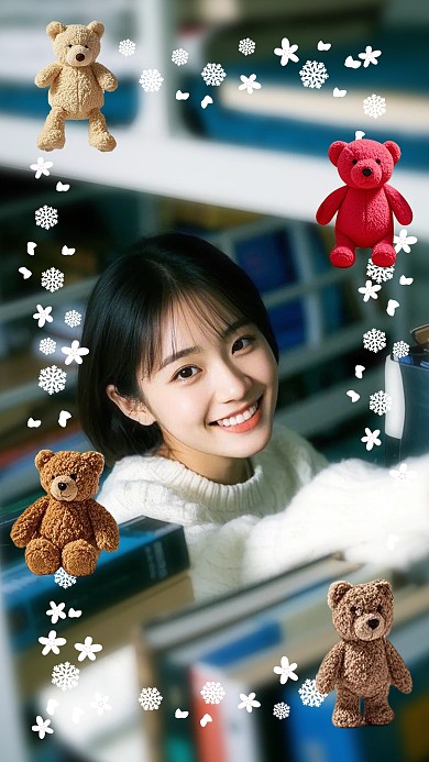 渐变简约可编辑小熊视频边框模板背景