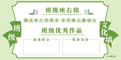 文化墙书绿色简约班级激励背景墙