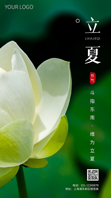 简约风立夏节气寓意摄影图海报