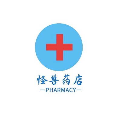 药店简约蓝色平面印刷LOGO设计