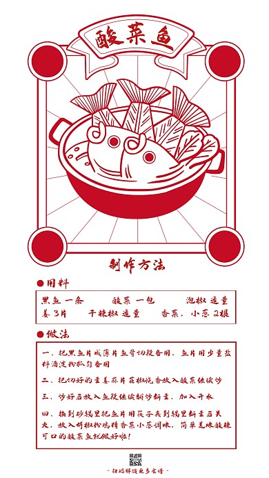 酸菜鱼做法介绍手机海报