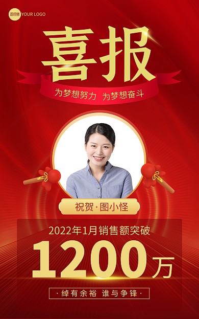 原创简约企业年终表彰战报贺报喜报海报