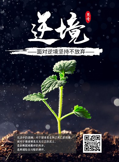 简约创意黑色摄影风逆境中成长励志宣传海报