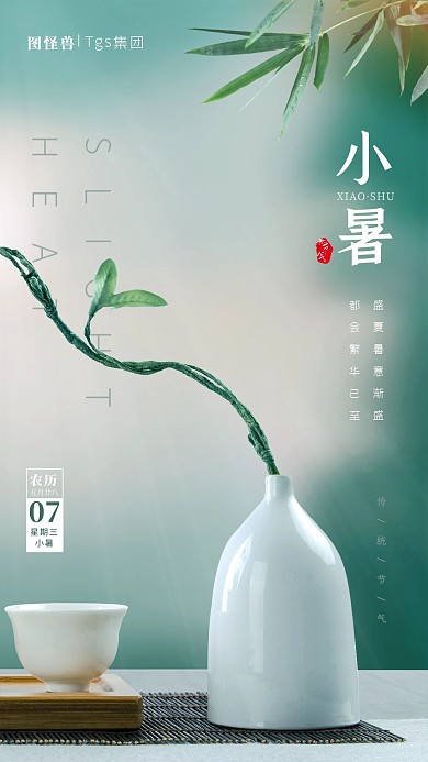 原创高级质感小暑节气地产宣传摄影图海报