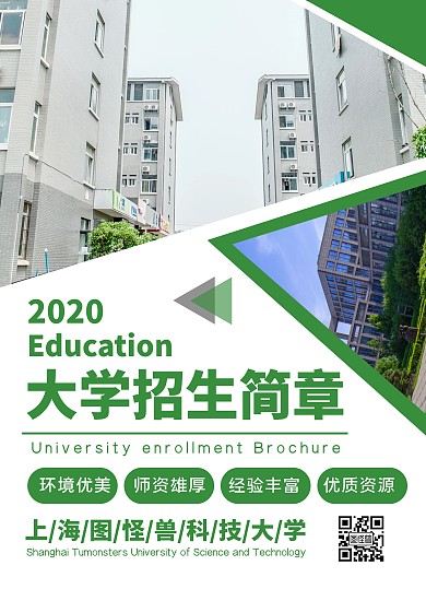 白绿摄影图商务大学招生简章宣传单