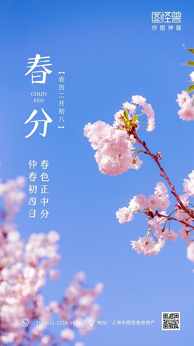 摄影图高清春分节气手机海报