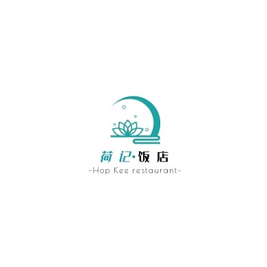 蓝绿色现代风格饿了么大众饭店logo设计
