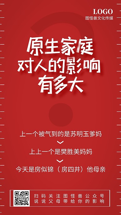 热剧《安家》原生家庭对人的影响红色简约手机海报