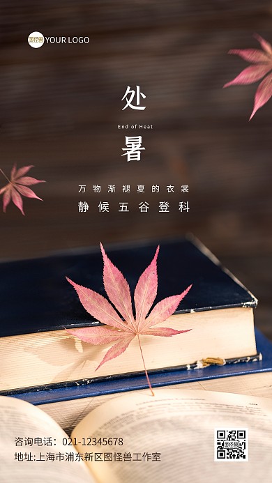 二十四节气处暑摄影图海报